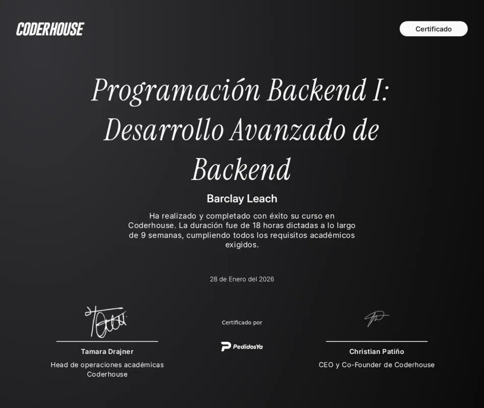 Programación Backend I: Desarrollo Avanzado de Backend