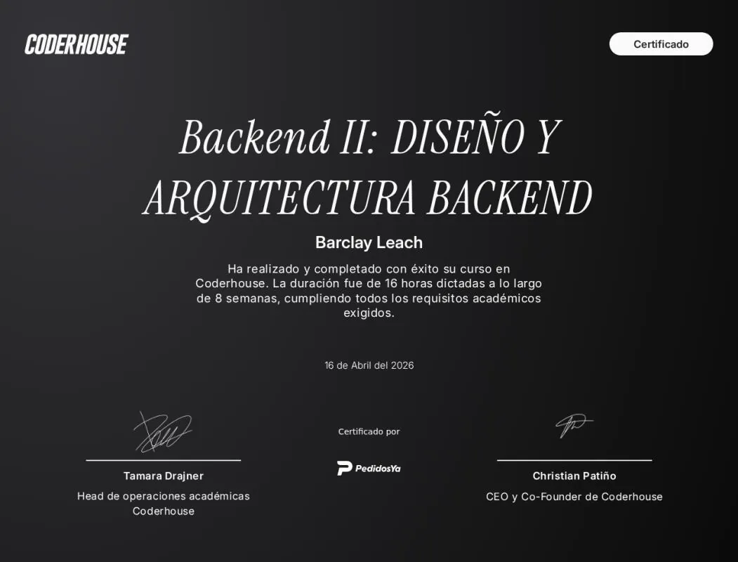 Backend II: Diseño y Arquitectura Backend